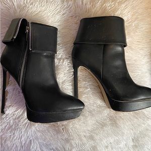 Black ankle high heel boots